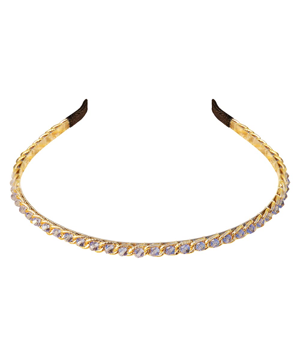 Photo 1 of YARN & INK Women's Thin Crystal Diamond Headbands Non Slip, Light Blue Fashion Headband Cute Beaded Bling HairBand Hair Accessories Vintage for Women Girls (Baby Blue)