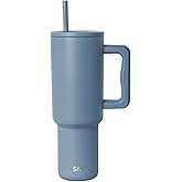 Simple Modern 40 oz Trek Tumbler with Handle and Straw Lid | Cup Holder Friendly Insulated Stainless Steel Travel Mug | Blue Dune