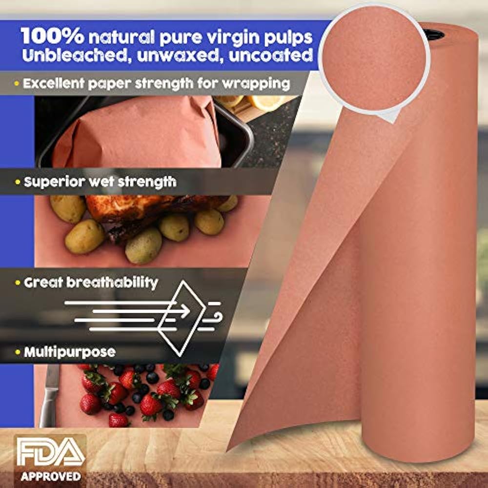 Pink Kraft Butcher Paper Roll 18 Inch X 175 Feet (2100 Inch) Food