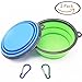 Glendan Large Size Collapsible Dog Bowl, Silicone Pet Travel Bowl for Dog Cat Food & Water, Foldable Expandable Cup Dish for Pet Cat Food Water Feeding Portable Travel Bowl Free Carabiner(L)