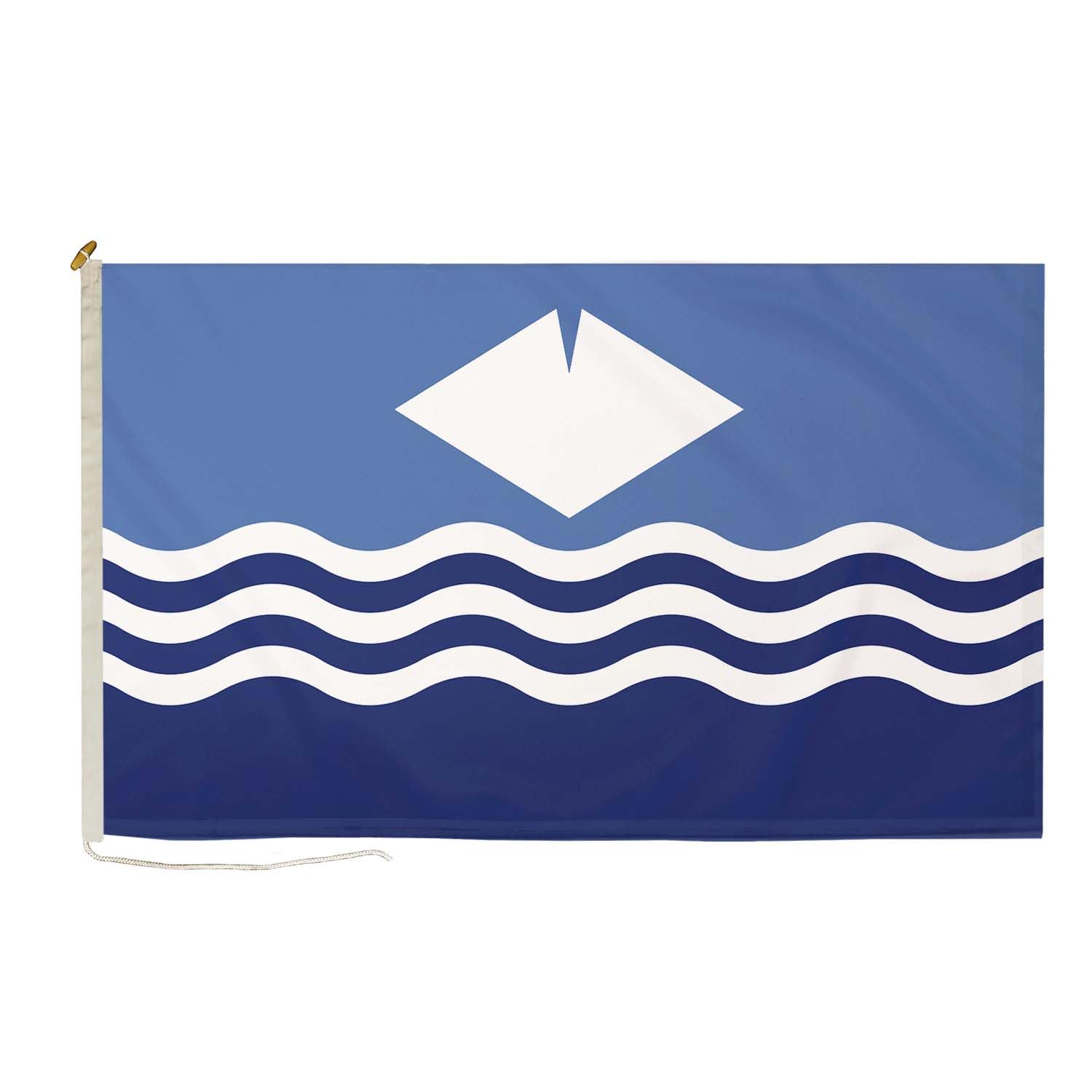 DuraFlag Isle of Wight New (Waves) 5ft x 3ft with Rope and Toggled - Premium Quality 5x3 Flags — image 1