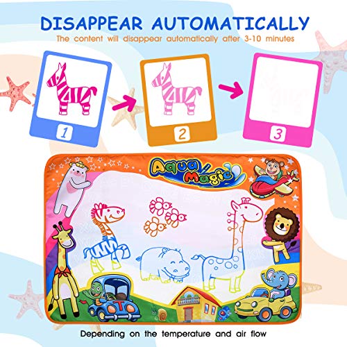 Water Drawing Mat Large Doodle Mat 34.6" X 22.8"in Aqua Doodle Mats Educational Aqua Doodle Pad for Painting Writing Learning Toddler Toys Magic Water Canvas Toy Gift Box for Toddlers Age 2 3 4 5 6 - Thumbnail 3