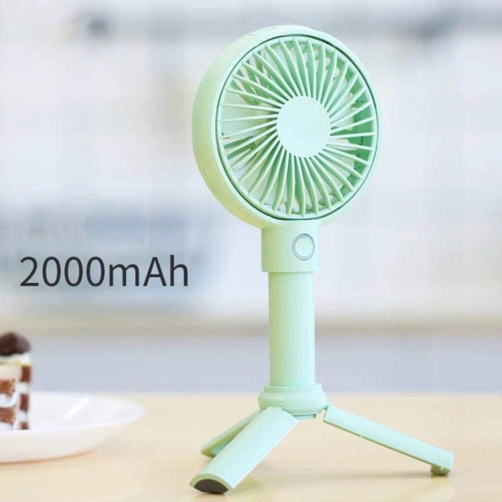 Handheld USB Fan Cooler Portable 3 Speed Adjustable Mini Fan 3350mAh Rechargeable Handy Small Desk Desktop USB Cooling Fan,Green 2000mAh,Russian Federation