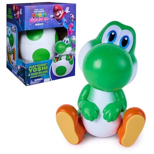 ¡Yoshi Sale del cascarón!, Super Mario Galaxy: La película, Figura de acción interactiva de Huevo de Yoshi con Sonidos, a Partir de 4 años, Pilas Incluidas