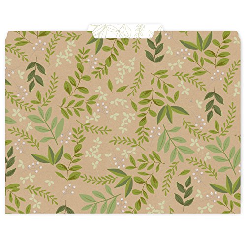 Greenery File Folders -Set of 6, 3 designs, 2 folders per design 1/3-Cut Tabs, File Folder size: letter. Made in the USA.
