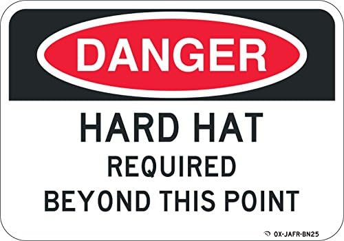 SIGN WISE-Danger Hard Hat Required aluminum sign 10"x7" OSHA compliant Bright Red and Black. Easily installs on walls, posts, fences, and buildings. Easy to read. Meets Safety Regulations