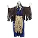 Halloween Haunters Hanging 6 Foot Scary Wicked Witch with White Face and Flashing Multi-Color LED Eyes Prop Decoration - Creepy Haunted House Graveyard Entryway Display
