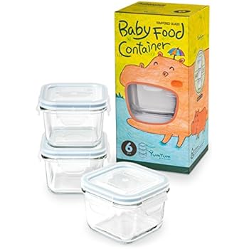 Glasslock 6pcs Set Yum Yum Eco Friendly Airtight Spill Proof Baby Meal Food Storage Container Square 210ml