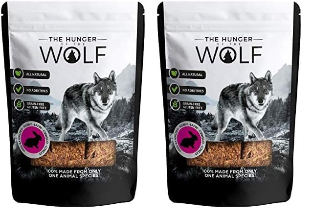 The Hunger of the Wolf Meat Snack for Dogs - For All Adult Breeds, 100% Fresh Rabbit Meat, 0.2 kg (Pack of 2)