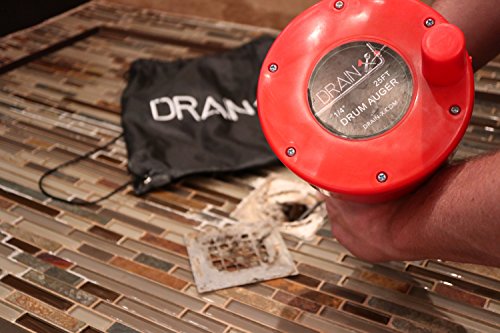Plumbing Snake Drain Auger | 25-Ft Drain Snake Cable with Work Gloves and Storage Bag
