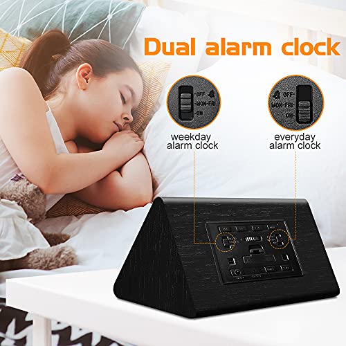 MOSITO Wooden Digital Alarm Clock with 0100 Dimmer, Dual Alarm