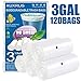 XUXRUS Bathroom Small Trash Bags 3 Gallon Garbage Bags for Home Office,120 Count,White,Fits 2-3 Gallon Bins