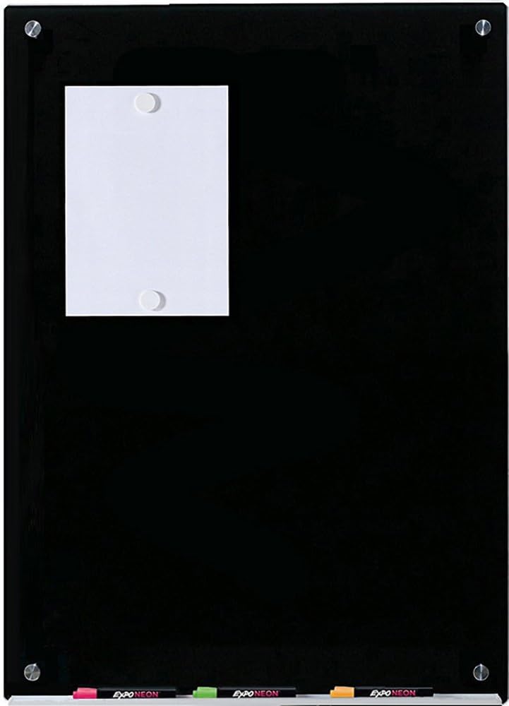 Audio-Visual Direct Magnetic Black Glass Dry-Erase Board Set - 60 cm x 90 cm - Includes Board, 2 Magnets, and Aluminium Marker Tray - Image 3