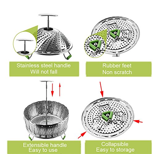 Instant Pot Vegetable Steamer Basket for 6, 8 Quart, Instant Pot Accessories, Stainless Steel Steamer Food, Veggie Steamer Insert for Pressure Cooker, Compatible Steamer Basket Accessories