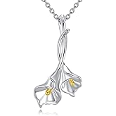 AXOMY Tulip Sunflower Rose Lily of the Valley Sterling Silver Flower Heart Pendant Necklace Gifts for Women Mother Flower Lover