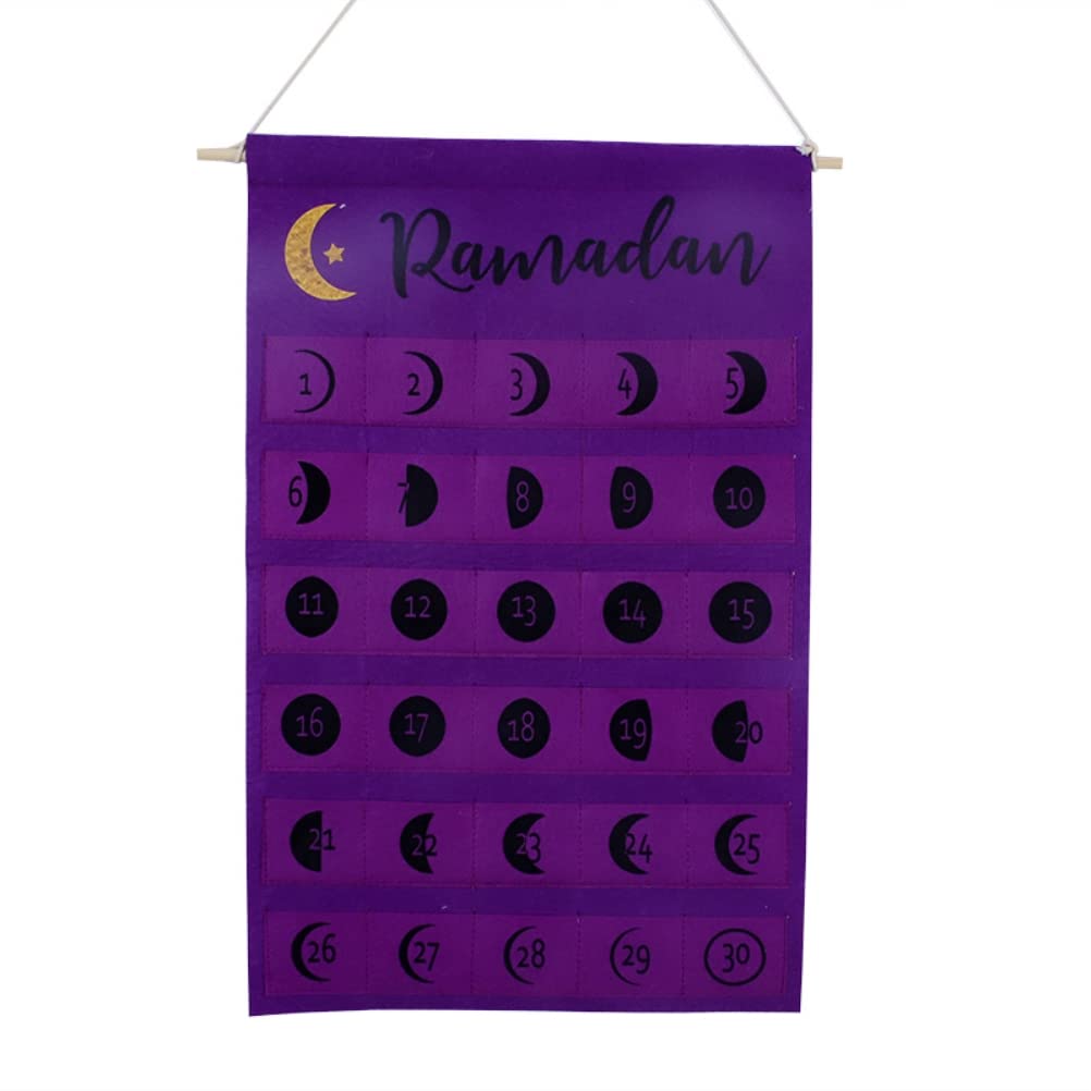 Asotagi Eid Felt Fabric Countdown Calendar Mubarak Ramadan Advent Calendar Wall Decorations