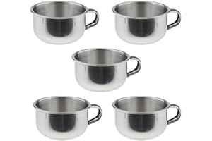 Harilla WHOLESALE 5pcs Men Grooming Shaving Bowls Bowl with Handle Stainless Steel