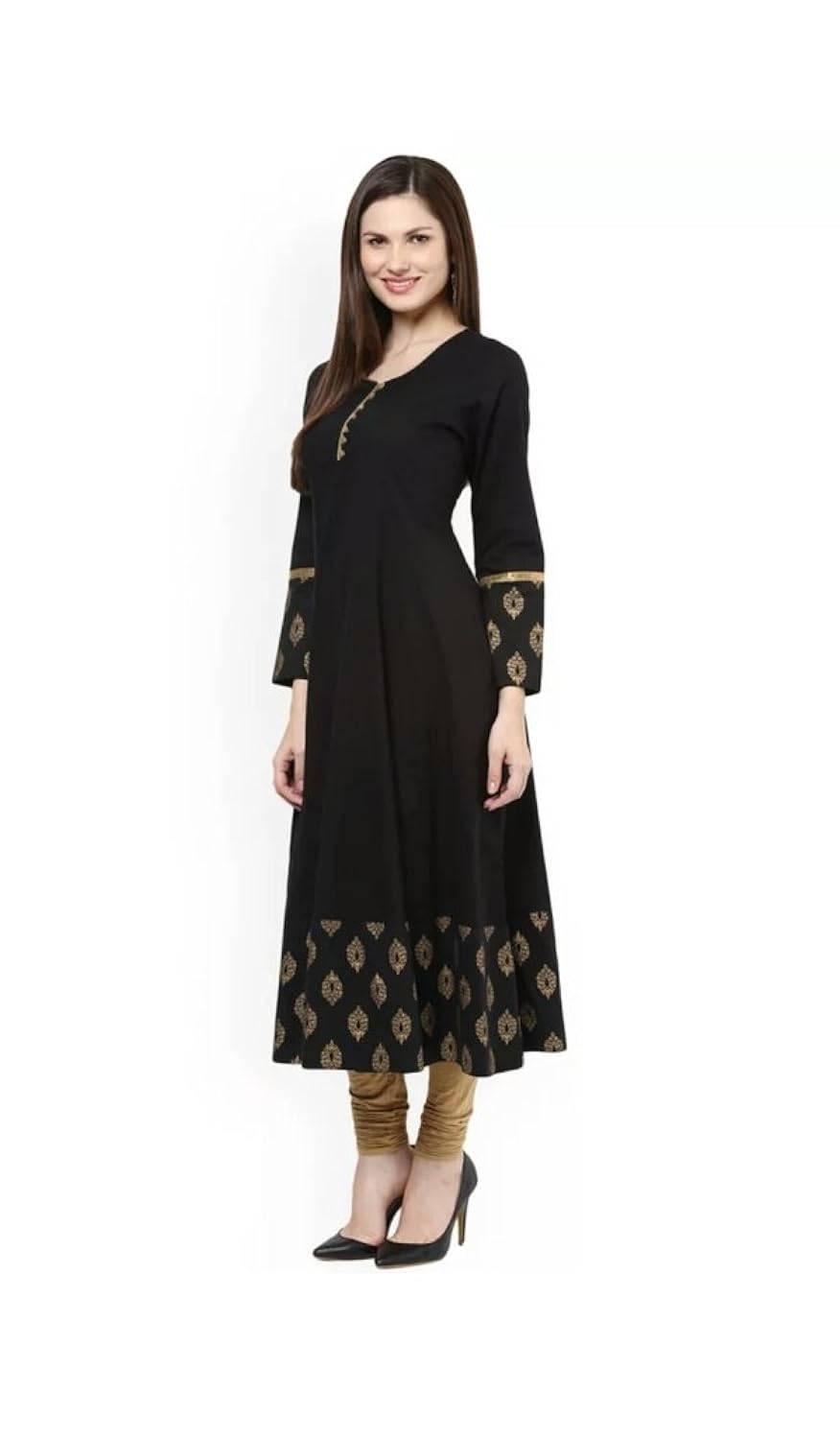 anjushree choice women's black cotton anarkali kurti