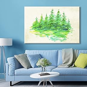 Abstract Watercolor Style Painting Green Forest