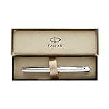 Parker IM Premium Shiny Chrome Metal Chiseled, Fountain Pen, Medium nib with Blue ink (S0908630)