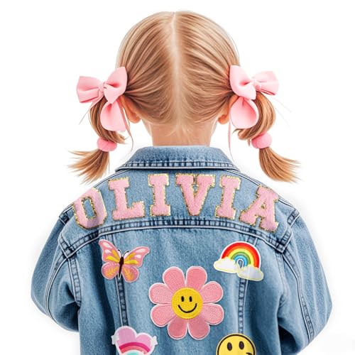 SCZQOVR Personalized Girls Jean Jacket with Names, 1-14 Year Old Girl Boy Birthday Gift, Custom Girls Jean Jackets Clothes