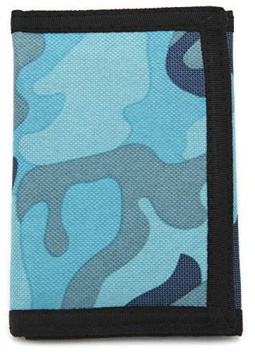 RFID Trifold Canvas Outdoor Sports Wallet for Kids - Front Pocket Wallet with Magic Sticker - Blue - //coolthings.us