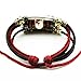 MORE FUN Charm Flower Bead Silver Tone Tube Leather Adjustable Length Wrap Bracelet (Bird)
