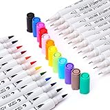 Dyvicl Watercolor Dual Brush Pens - 12 Colors Watercolor Markers with Fineliner 0.4 Markers Pen Set for Adult Coloring Books, Bullet Journal, Drawing, Highlighting, Sketching, Doodling, Lettering