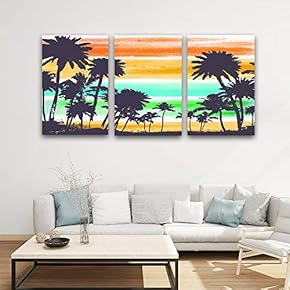 3 Panel Gorgeous Palm Trees Pictures Home Wall...