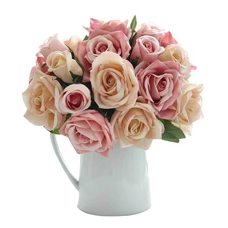 Ksnrang Artificielle Faux Fleurs Soie Roses Artificielles 9