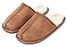 KushyShoo Mens Slippers, Scuff Fluff House Shoes, Slip-On Indoor Outdoor Slipper, Brown, Size 8-9 Wide
