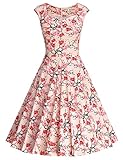 MUXXN Women's Vintage Print Cap Sleeve Formal Cocktail Dress