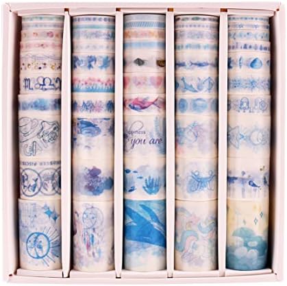 50 Rolls Multi-Pattern Decorative Washi Tape, Lychii Decorative Tape Scrapbook Supplies for DIY, Journals, Daily Planners, Gift Wrapping, Office Party Supplies (50 Rolls B)