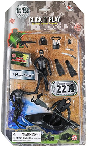 Click n’ Play Military Navy Seal Action Figure 20 Piece Play set with Accessories.