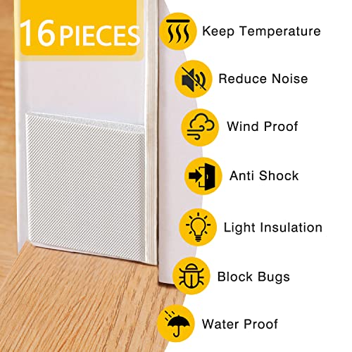 16 Pieces Self-Adhesive Door Corner Seals, Weather Stripping Wedge Draft Stopper, Exterior Door Foam Corner Seal Pads for Weather Isolation and Block Light (White)