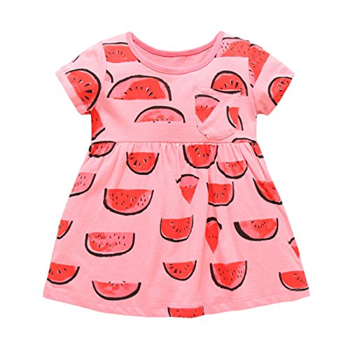 Kids Girls Cotton Crewneck T-shirt Dress Children Costume Size 2-7T