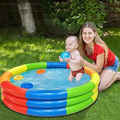 Inflatable Baby Pool, 36'' Rainbow Kiddie Pool, Inflatable Cooler Drink