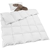 zzlamb Kids Toddler Comforter Crib Blanket, Warm Baby Down Quilt Crib Comforter Small Duvet Insert, Lightweight Soft Noiseless Cotton-Blended Shell Down Proof Machine Washable, White 41x48in