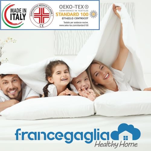Francegaglia® Healthy Relax Mattress 1600 Pocket Springs & Memory with 3D Breathable Band + Memory Flake Pillow – Height 25 cm – Medical Device Removable 80 x 190 cm