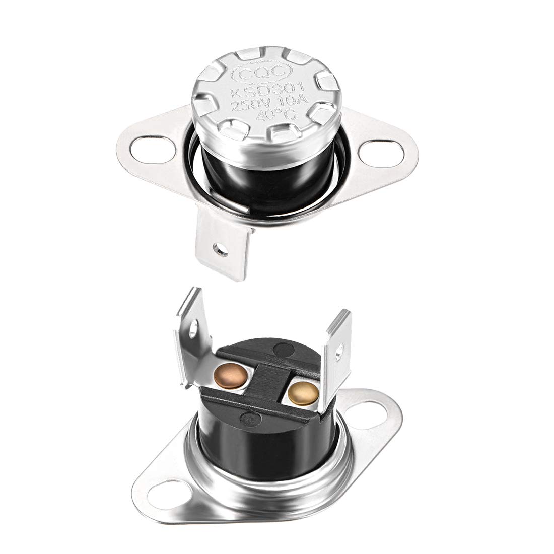 sourcing map KSD301 Thermostat 40°C/104°F 10A Normally Open N.O Adjust Snap Disc Temperature Switch for Microwave Oven Coffee Maker 2pcs