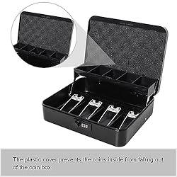 Jssmst Locking Large Metal Cash Box with Money