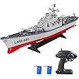 GoolRC Remote Control Warship RC Military Battleship, 1:390 Scale Remote Control Boat for Lakes and Rivers, 2.4GHz RC Armed Cruiser Boat Model with Low Battery Alarm and 2 Batteries for Adults