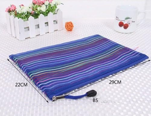 Nument(TM Colorful Rainbow Style Nylon mesh Bag Cellphone Stationery File Certificates Thing Digital Tool Money Trivial Makeup Storage 5pcs (B5)