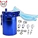 EVIL ENERGY Polish Baffled Universal Oil Catch Can Reservoir Tank Breather Filter Kit Aluminum Blue