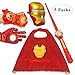 Fundisinn Cartoon Superhero Costume 5 Packs Light Mask & Satin Cape & Light Gloves & Adjustable Sword & Fire Gloves Dress Up Costumes for Kids Halloween Toy