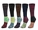 Santwo Color Block Warm Wool Blend Knited Lace Trim Hold-up Boot Crew Socks Winter Leg Warmer 5 Pairs, Multicoloured 2(5 Pairs), Large