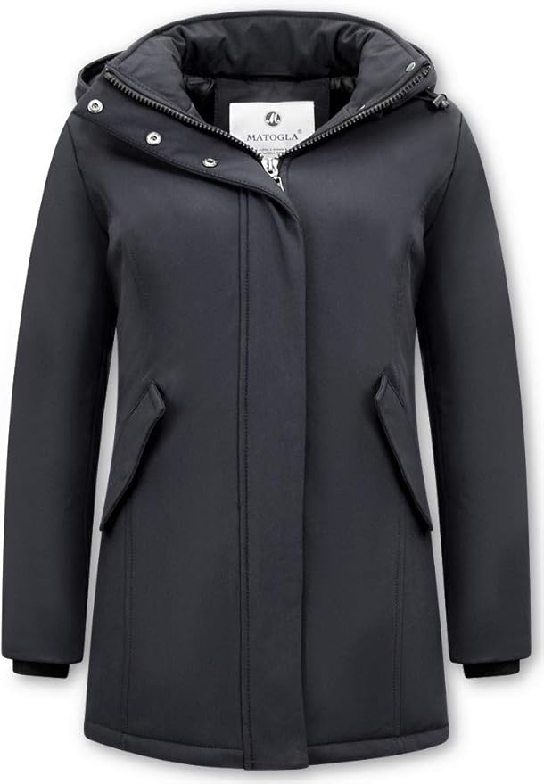 Women Winter Coat Plain 0681 Black Amazon.co.uk Clothing