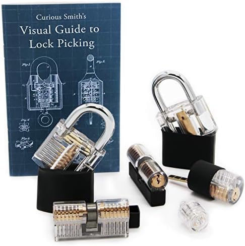 Practice Lock Set, 6 Transparent Locks for Lock Picking Practice, Visual Guide Included