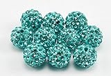iCherry(TM) 10mm 100pcs/Lot Lake Blue Clay Pave Disco Ball for Rhinestone Crystal Shamballa Beads Charms Jewelry Makings