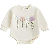 YINGISFITM Newborn Baby Girl Clothes Love Heart Long Sleeve Bubble Romper Sweatshirt Onesie Infant Valentines Spring Outfits